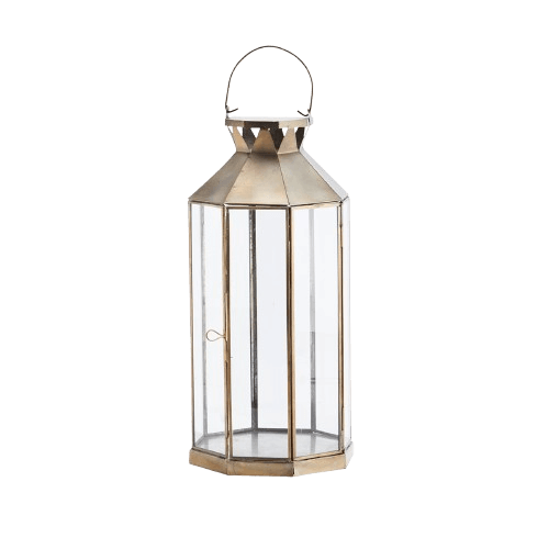 S.STEEL & GLASS LANTERN CANDLE HOLDER (COPPER ANTIQUE)
